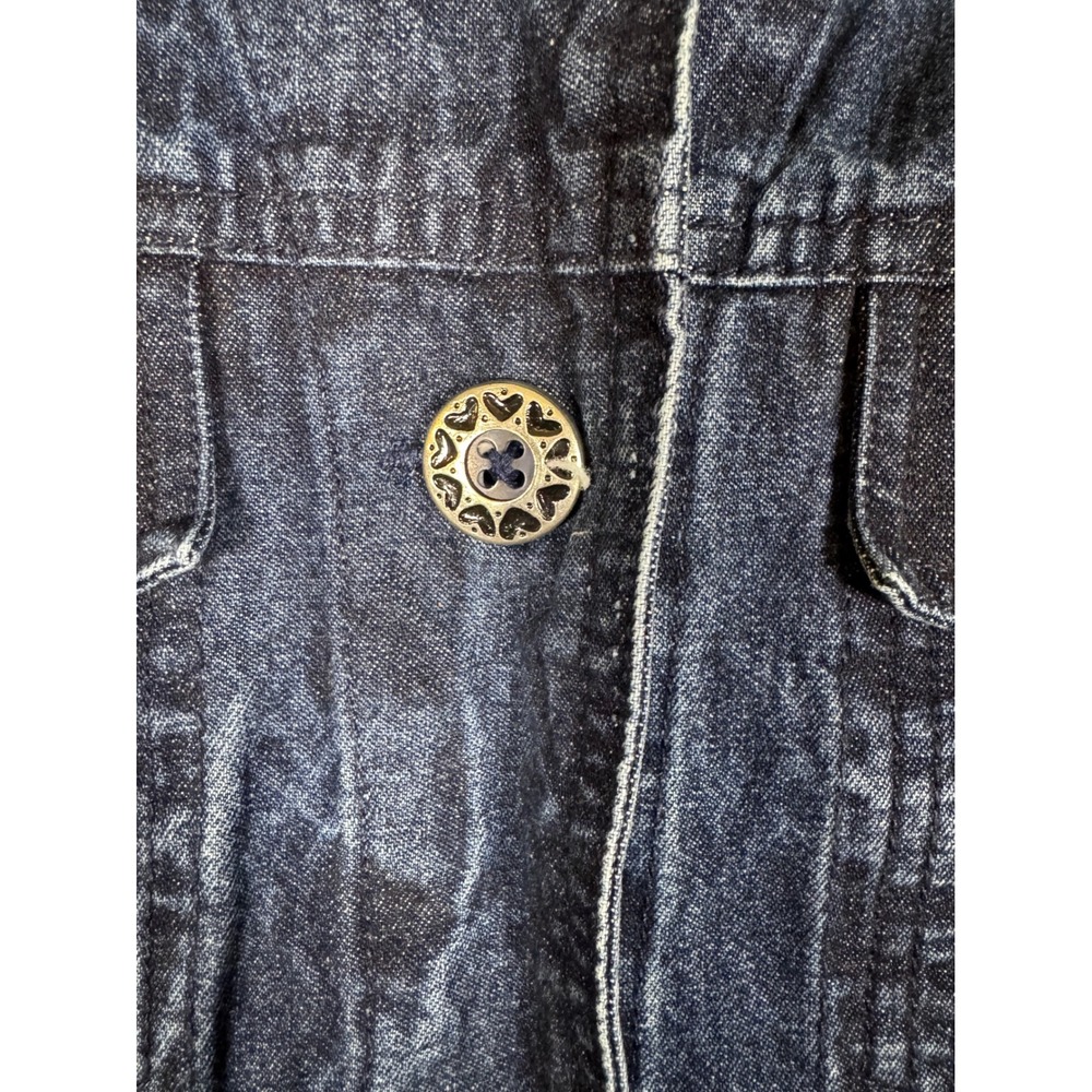 k36: Serengeti  XL Denim Jacket Rose Floral Embroidered Velvet Trim Blue Cotton - Picture 4 of 6